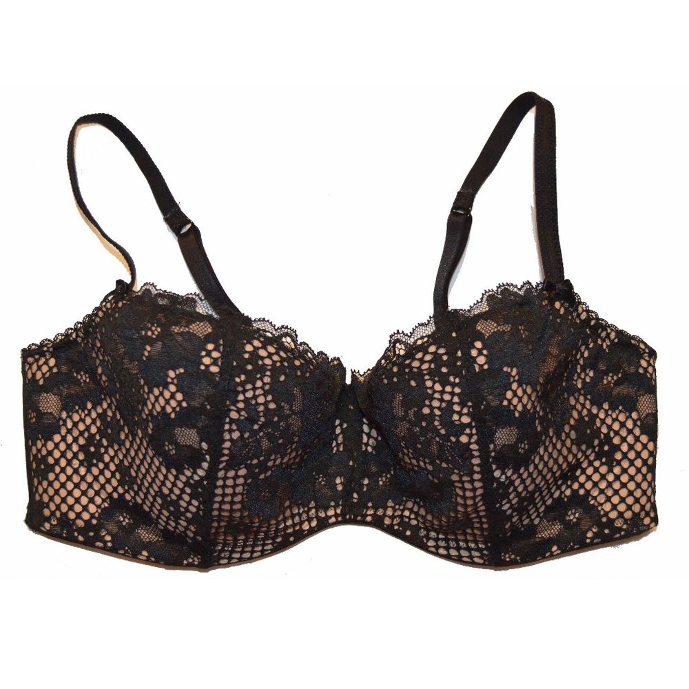 Adore Me NWT Black Sexy Lace Lined Lightly Padded PushUp Bra 36DD